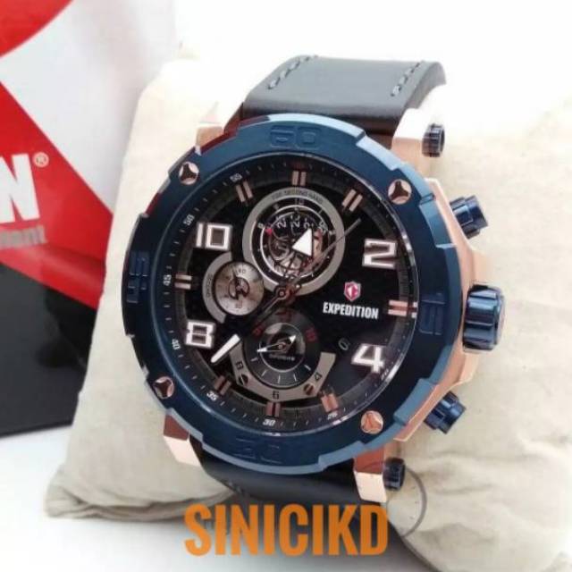 Jam Tangan Pria Expedition E 6769 Original blue rose gold