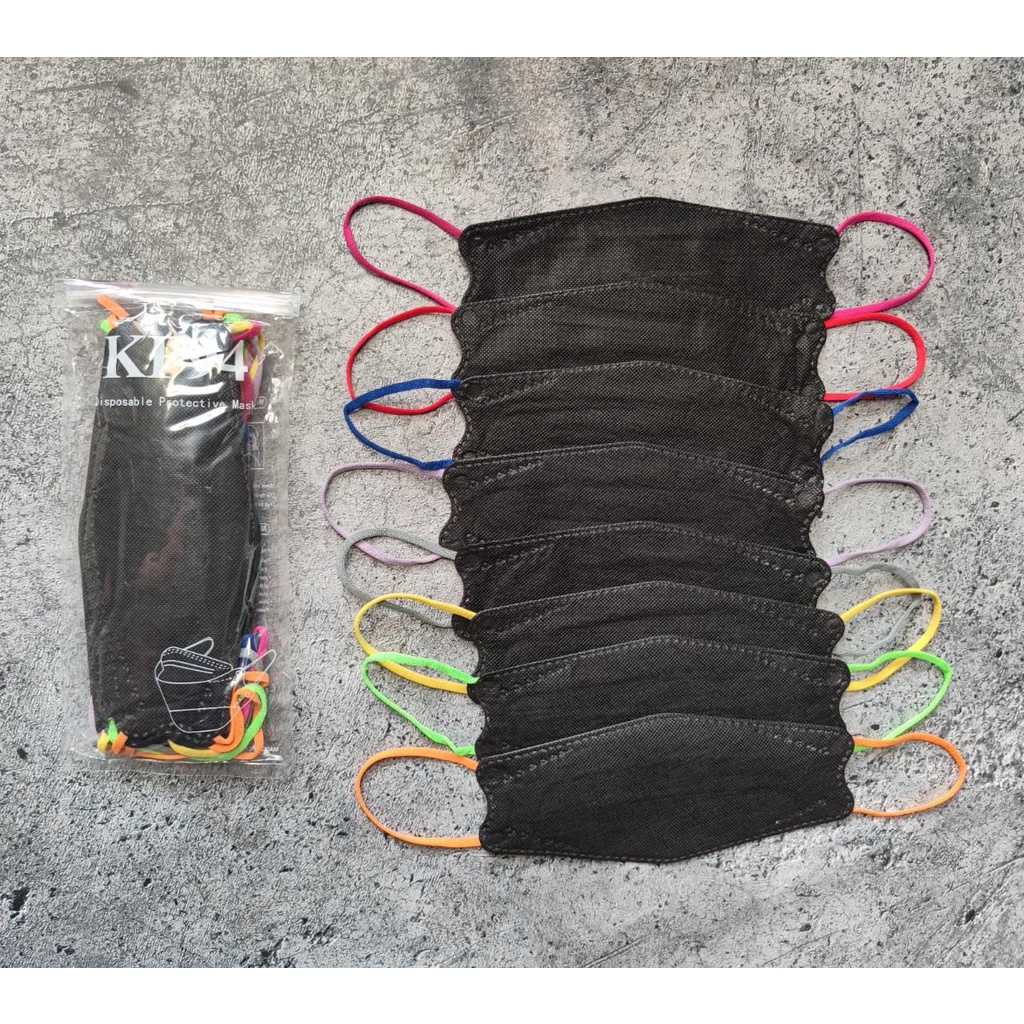 KAMINO KF94 - MASKER KF94 4PLY KAMINO PUTIH HITAM TALI WARNA IMPORT TEBAL