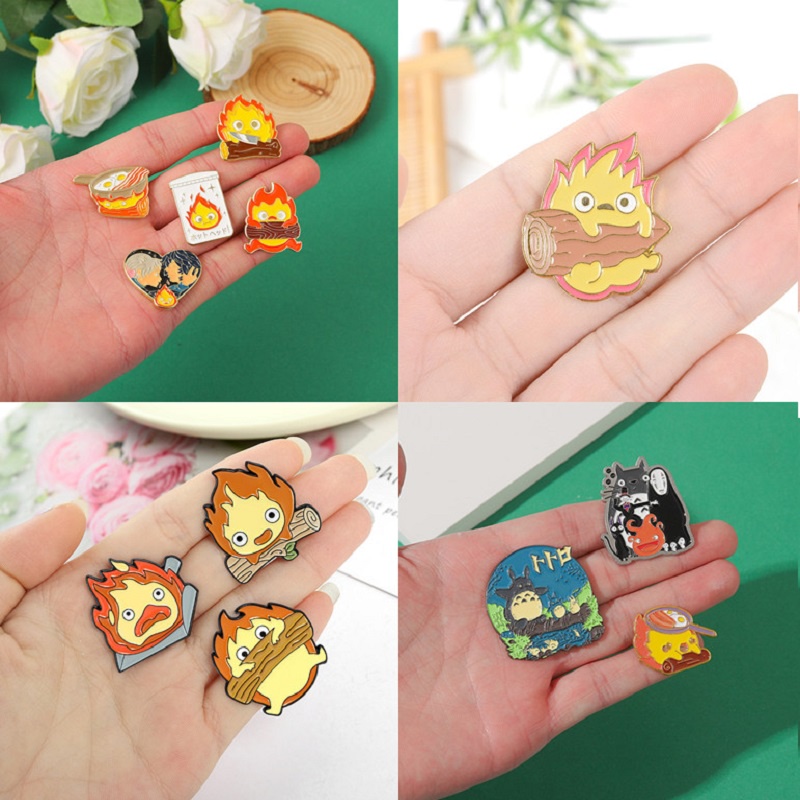 Bros Pin Desain Anime Totoro Howl 's Moving Castle 12 Gaya Untuk Aksesoris Pakaian