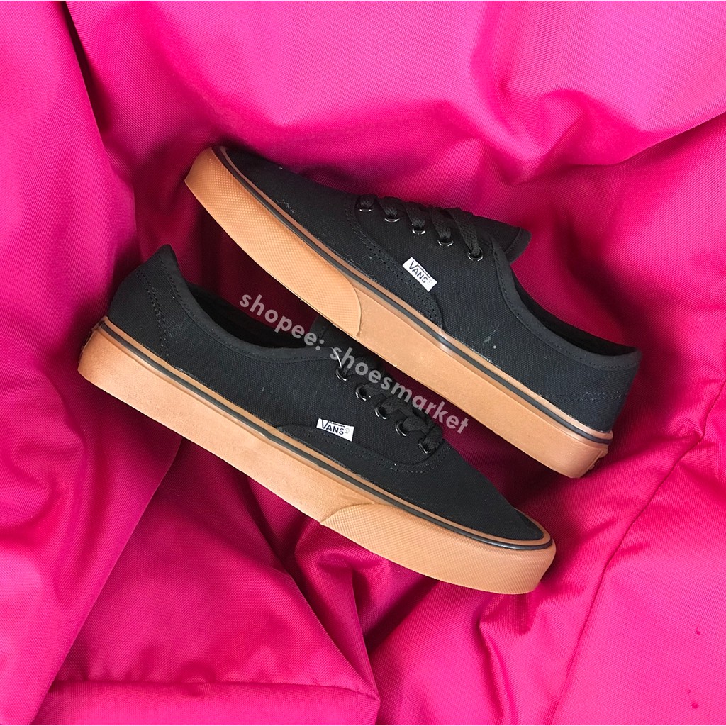 OBRAL SEPATU VANS AUTHENTIC BLACK GUM LIST HITAM