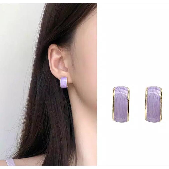 Anting Kaca Antik Perancis Warna Ungu