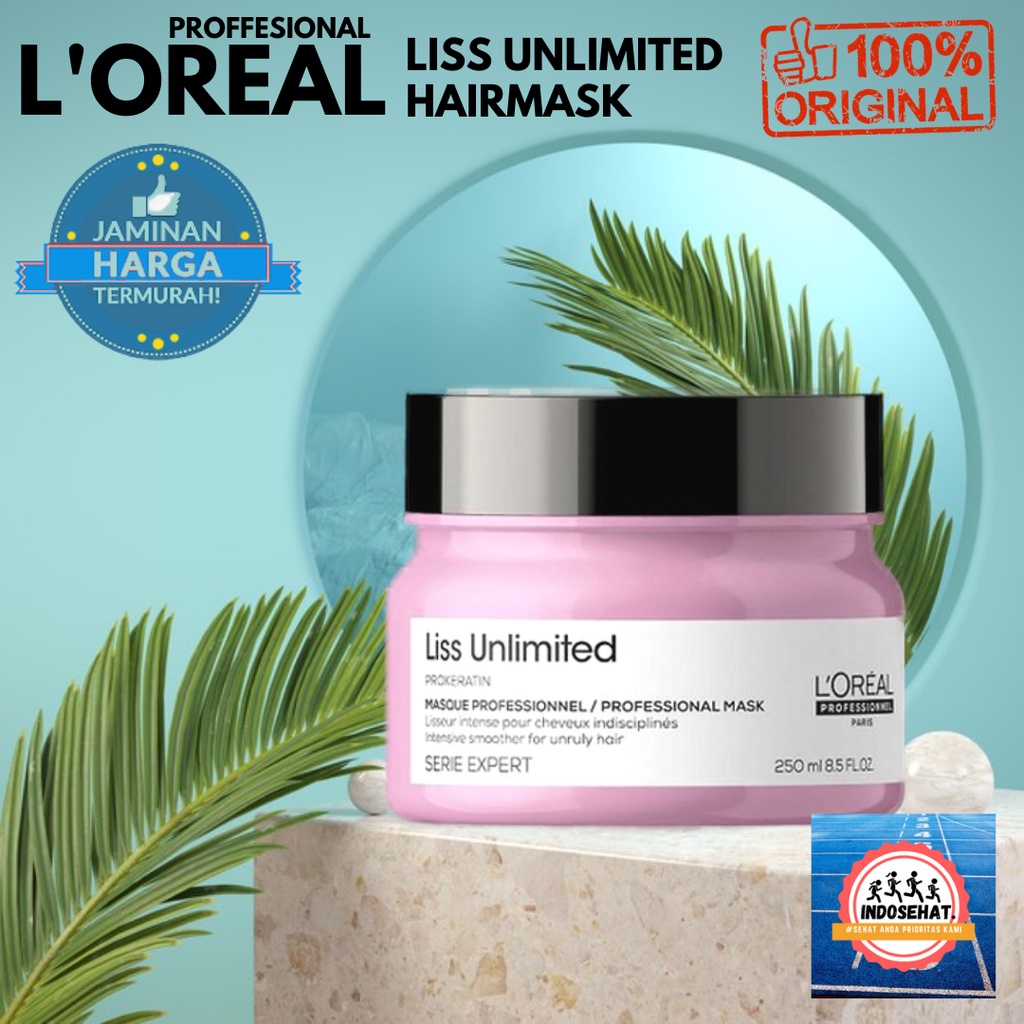 LOREAL Serie Expert Liss Unlimited Hair Mask - Masker Perawatan Rambut Kusut Keriting 250 ml