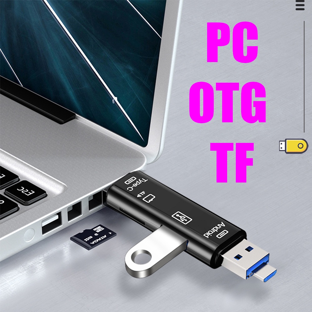 Actual【COD】Card Reader OTG 5 in 1 USB 3.0 Type C Fit For Micro SD/TF/Memory Card /Adaptor/Card Reader/Multifunction/Handphone/Computer/Notbook