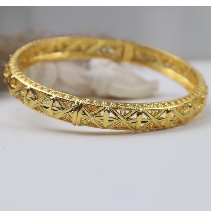 Gelang Bangle Wanita Lapis Emas Simple Model Yaxiya Jewelry Gold