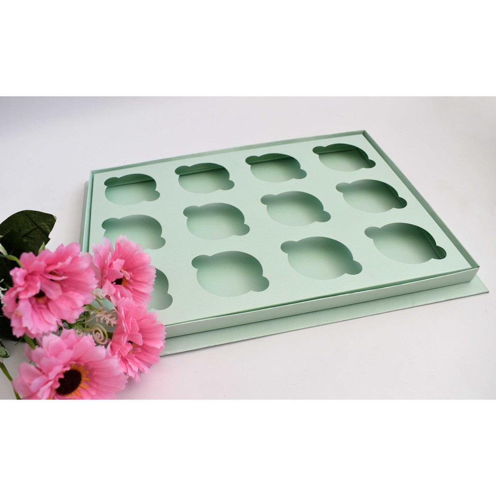 Box cupcake isi 12 biru