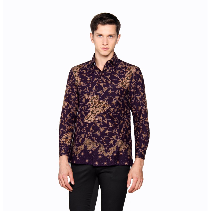 Kemeja Batik Pria Heritage Katun Mega Mendung Ungu Slim Fit (HBMAS 006 A)