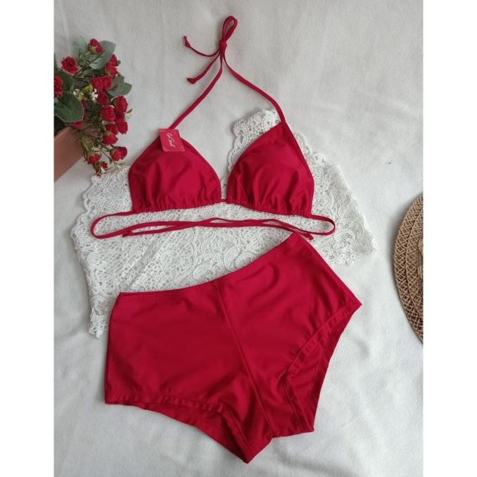BIKINI BK 3302.X03 MERAH - BIKINI PANTAI BRA SEGITIGA CELANA SHORT BIKINI BEACHWEAR WANITA