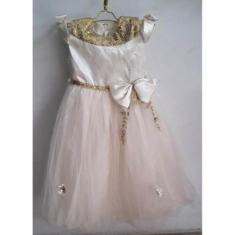 DRESS IMPORT ANAK WARNA GOLD 11704