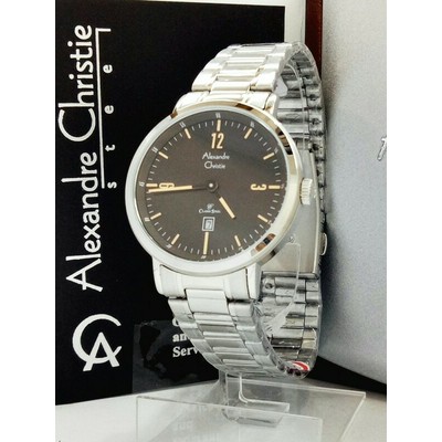 Jam Tangan Wanita Alexandre Chrisitie AC 8499LD FULL SILVER PLAT HITAM