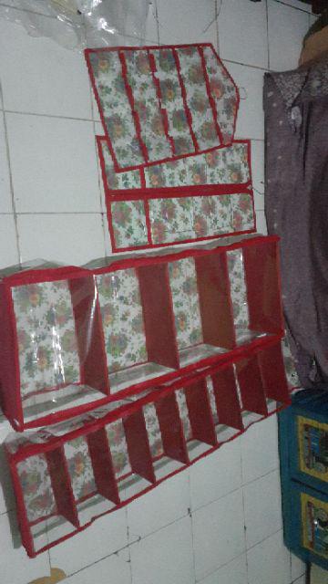 [bisa Cod] Promo Murah Set 4in1 Rak Gantung Motif Bunga  Full Resleting Kualitas Terbaik Dan Murah