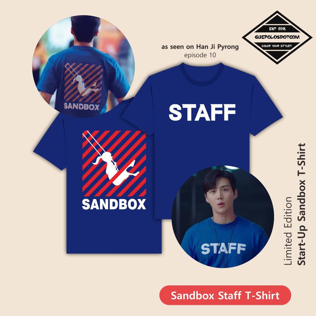 KAOS START UP Staff Sandbox list merah - KAOS SANDBOX STAFF DRAKOR T-SHIRT BAJU KIM SEON HO
