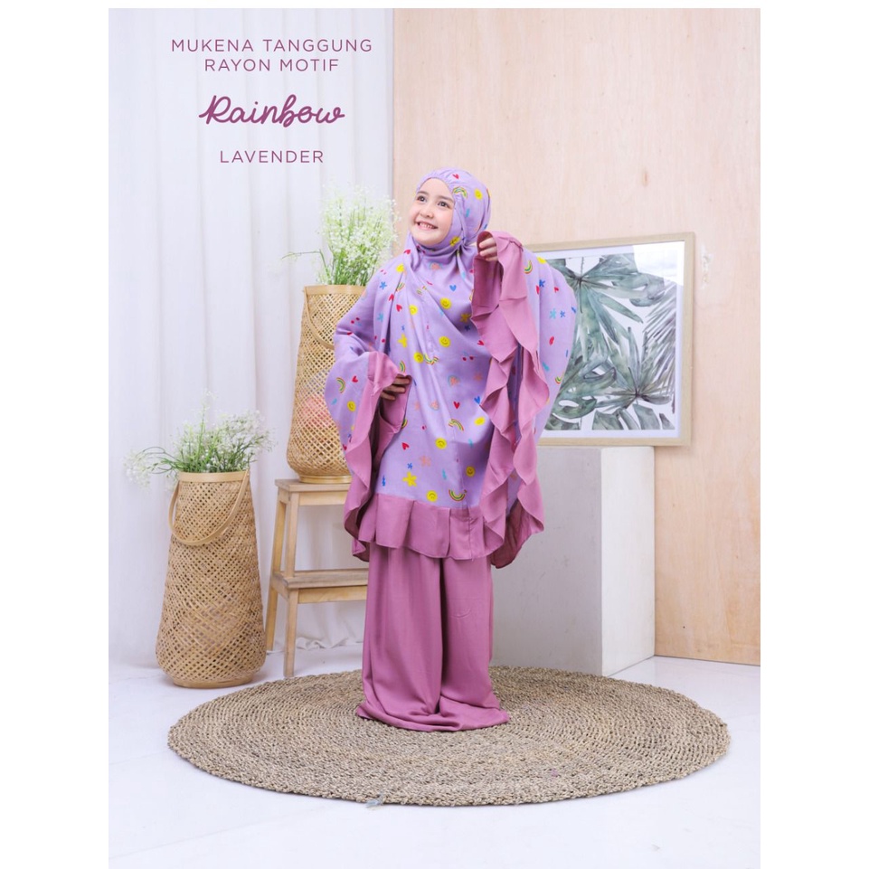 MUKENA BALI TASIK - MUKENA ANAK TANGGUNG RAYON MOTIF RAINBOW