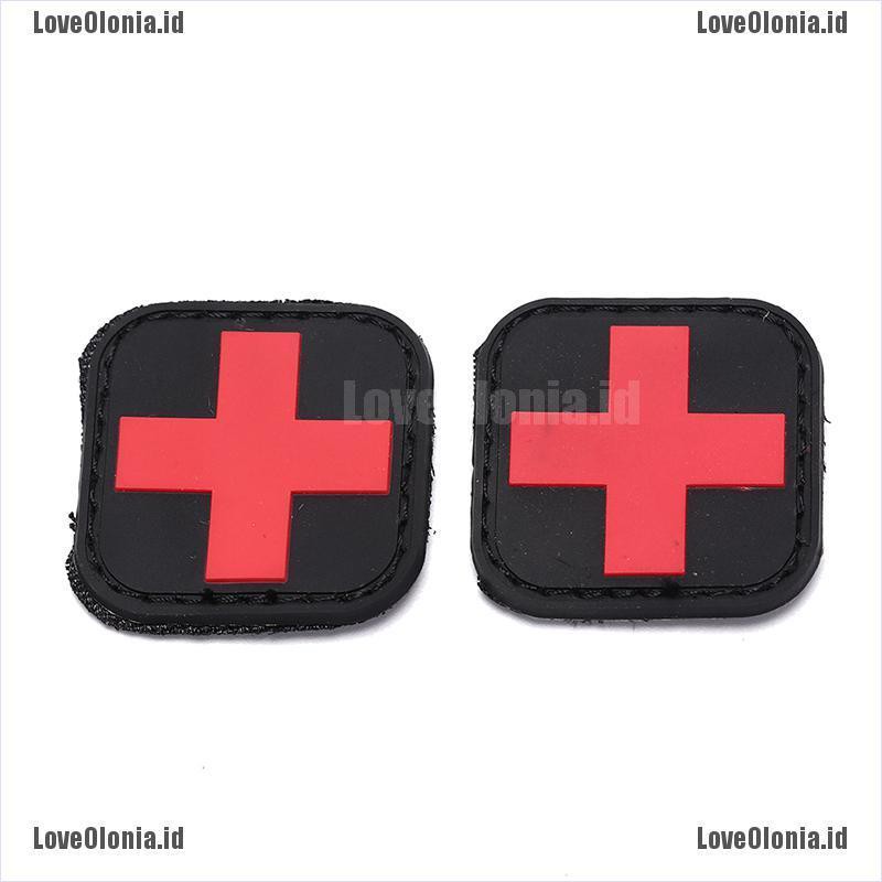outdoor survival first aid pvc red cross hook loop fastener badge patch 4×4cm PT