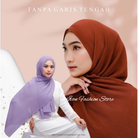 HIJAB PASHMINA CERUTY PLISKET FULL LIDI TANPA GARIS TENGAH PLEATED SHAWL