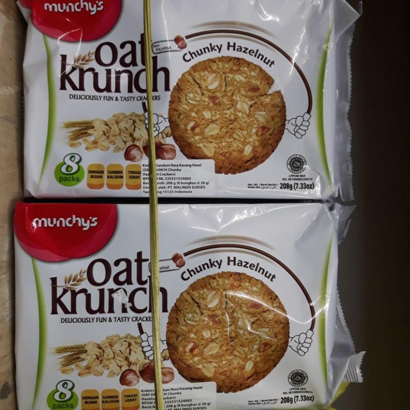 

MUNCHY'S OAT KRUNCH RASA CHUNKY HAZELNUT 208 gram.