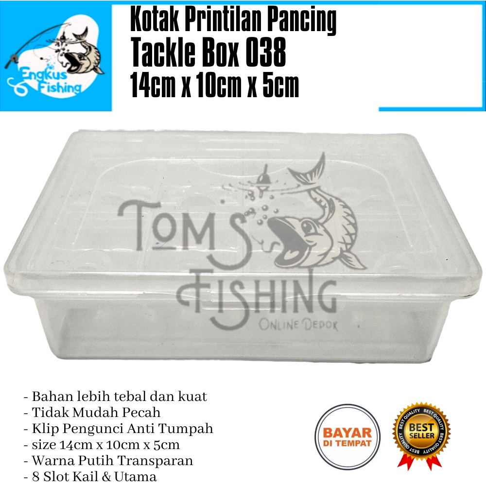 Kotak Kail Pancing 038 Banyak Slot Kail Atsa &amp; Utama (14cmx10cmx5cm) Anti Tumpah Tebal Murah - Engkus Fishing