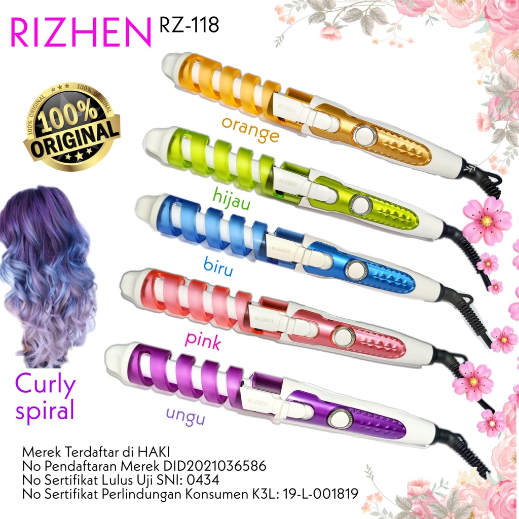 Catok Rambut Keriting MURAH Spiral Curly Rizhen RZ 118 Original Ber SNI