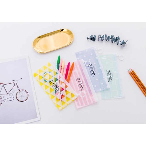 

[KECIL] ZIPPER BAG TRANSPARAN FAVOURITE COLOURFUL / TEMPAT PENSIL FAVOURITE COLOURFUL