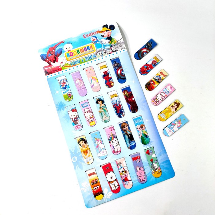 

Sale!!! 20Pcs Pembatas Buku Magnet / Stick Note Magnet / Bookmark - Mix Karakt Terbatas