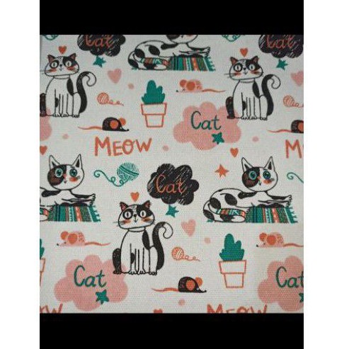 Kanvas Premium Motif Meow / Bahan Kanvas Motif