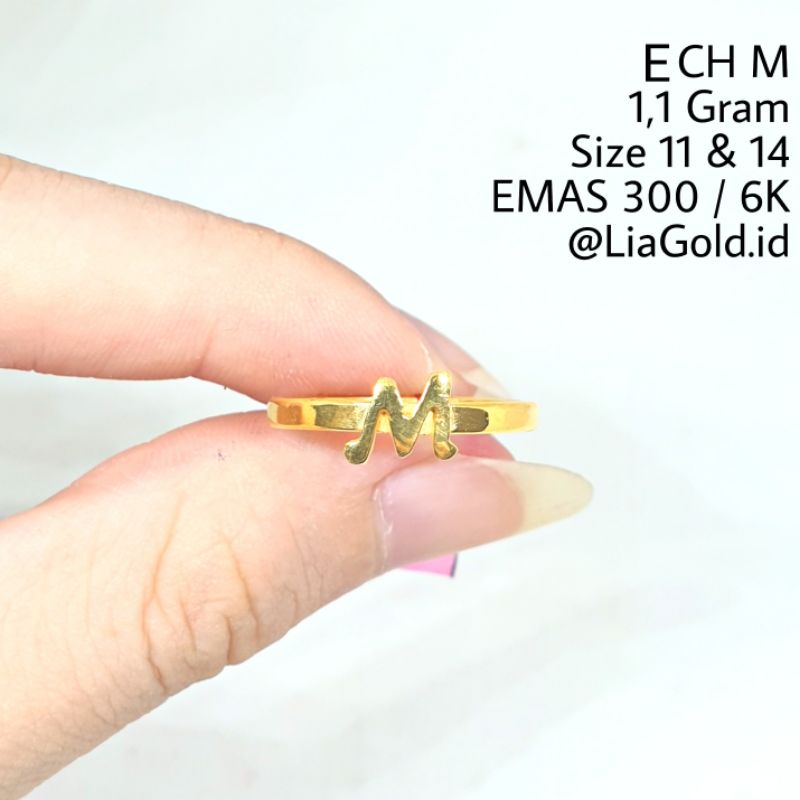 Cincin Huruf EMAS ASLI Kadar 300 / 6K ( TOKO MAS LIA GOLD BEKASI )