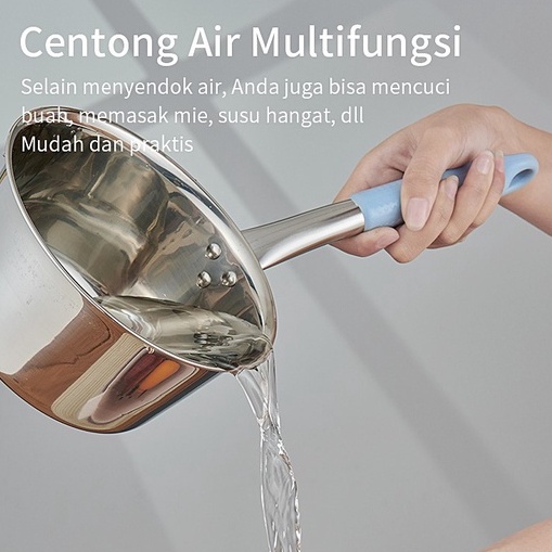 CEO Centong Gayung Air Panas Soup Dan Kuah Stainless Steel Sendok Sup Warna Random 16 cm Dan 18 cm