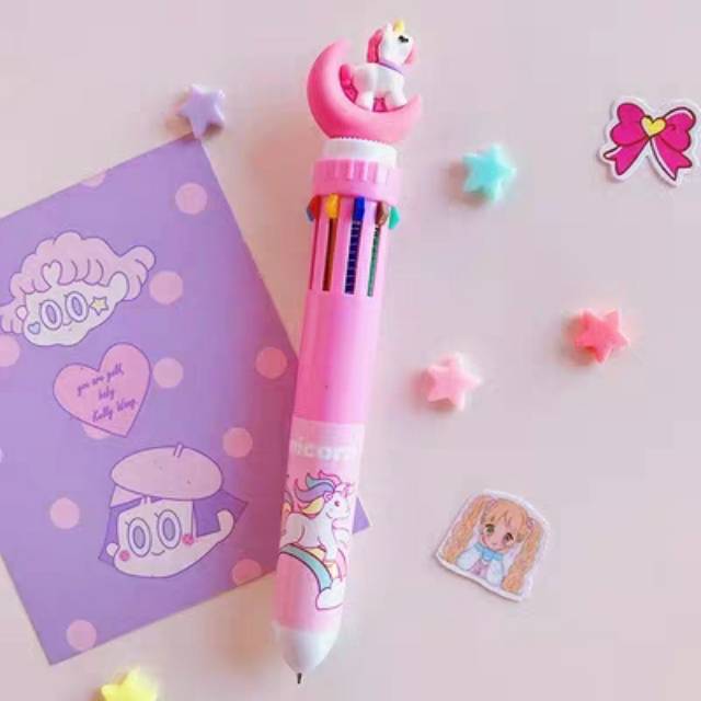 PULPEN UNICORN 10 WARNA WARNI PULPEN KARAKTER PEN UNICORN MURAH