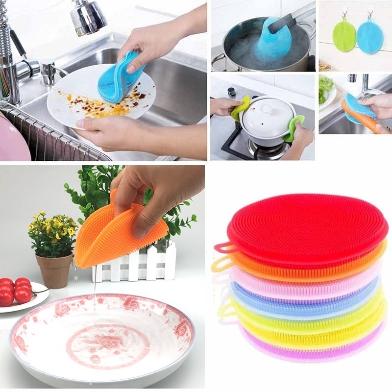 Sikat Spons Pembersih Piring Bahan Silikon Anti Bakteri Anti Panas Untuk Alat Dapur