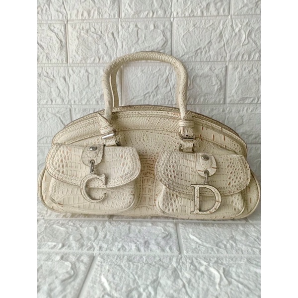 Preloved tas rare christian dior runway leather detective satchel bag authentic