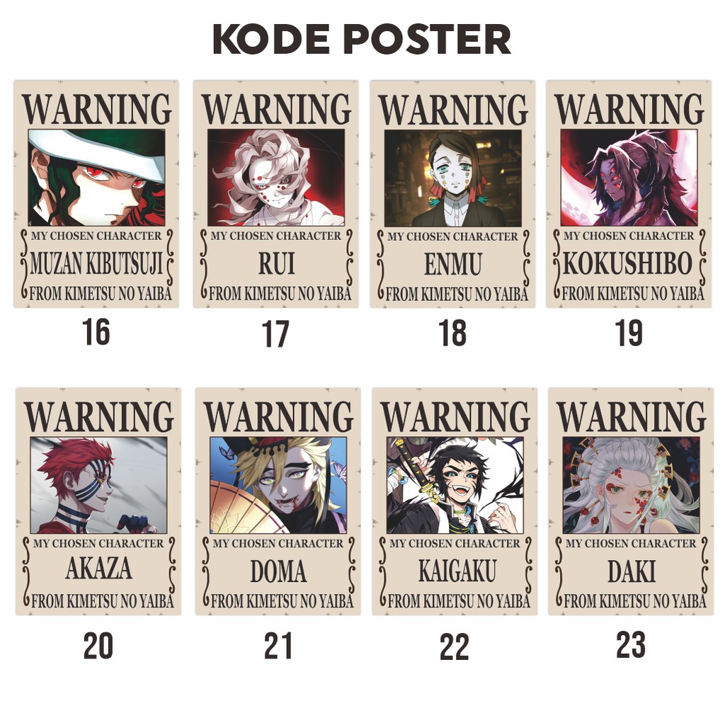 Poster Anime Warning Kimetsu No Yaiba Demon Slayer Koleksi A4 - Tanjiro Nezuko Inosuke Zenitsu Giyu Rengoku-6