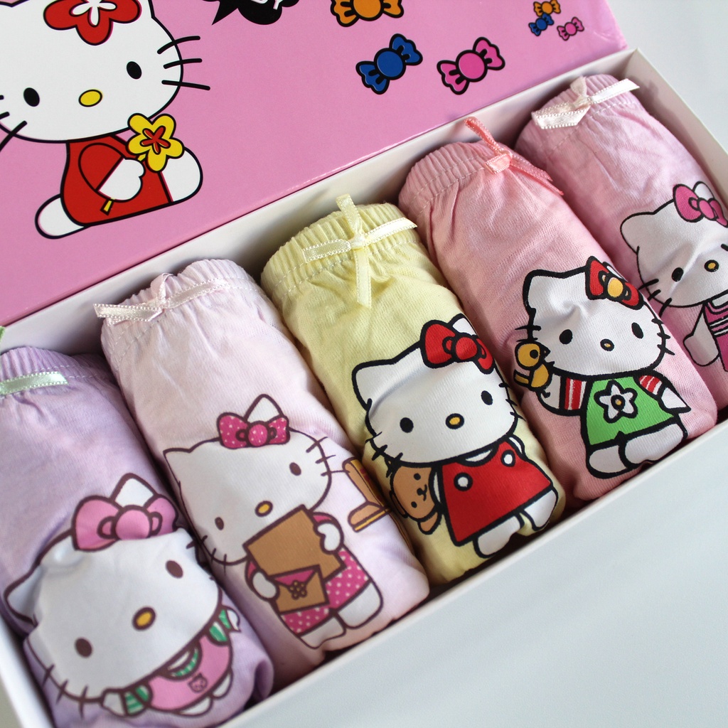 SET Celana Dalam Anak Perempuan HELLO KITTY Sofia Celana Dalam Anak dengan Box Kolor Anak Perempuan Import HELO KITI