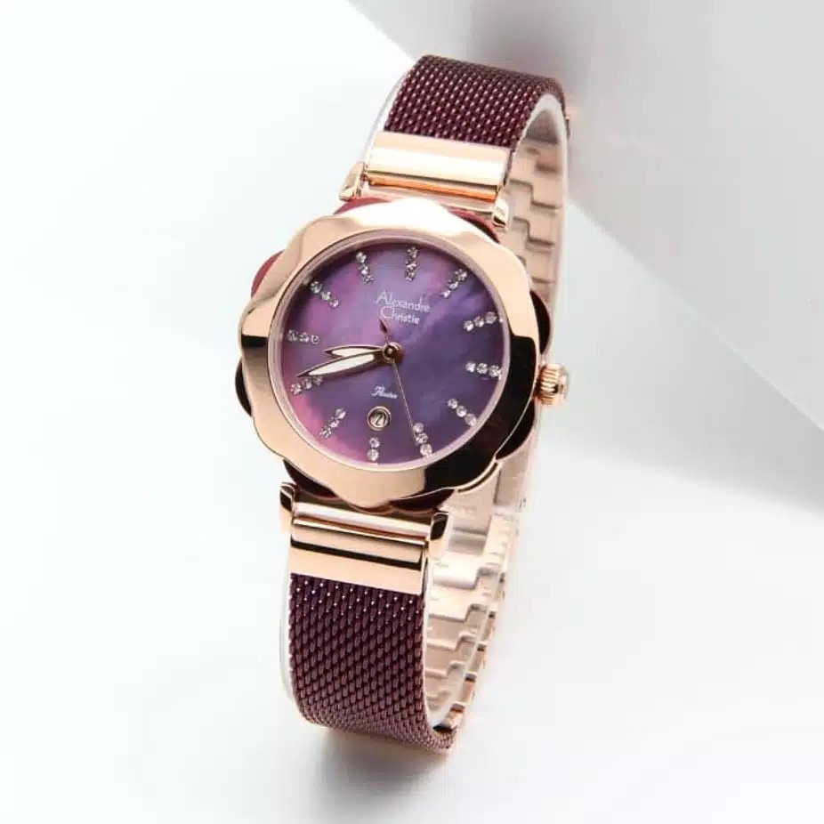 AC alexandre Christie  AC 2755 wanita original stainless steel coklat rose ungu