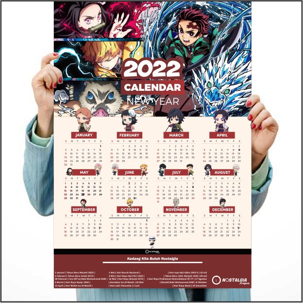 Poster Anime Terlengkap A3 - Kalender Anime 2022 Kimetsu no Yaiba Demon Slayer Tokyo Revengers Genshin Impact Haikyuu Jujutsu Kaisen-Demon Slayer
