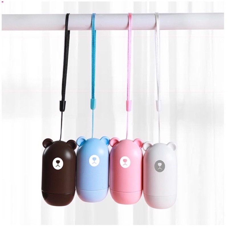 CUTE BEAR STAMP ROLLER / LANYARD SECURITY STAMP ROLLER PRIVACY COVER ELIMINATOR SEAL PORTABLE SELF-INKING IDENTITY THEFT PROTECTION / STEMPEL RESI / PENGHAPUS ALAMAT RESI PELINDUNG IDENTITAS MOTIF BERUANG