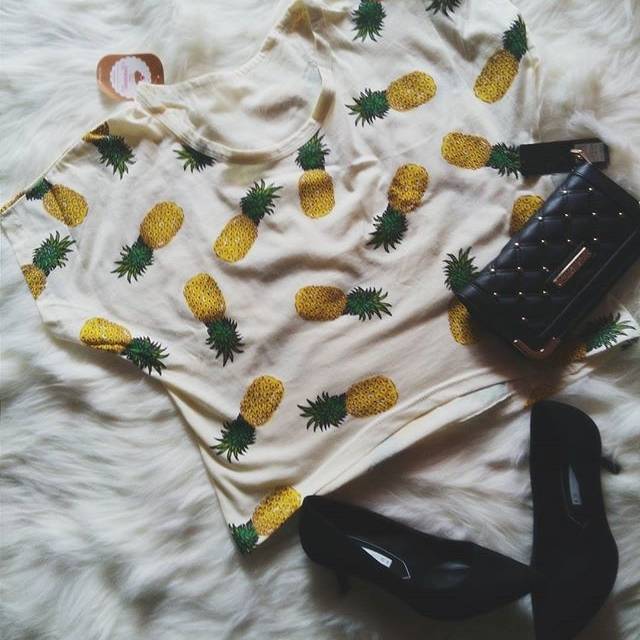 crop tee pineapple - crop tee nanas - baju tumblr nanas