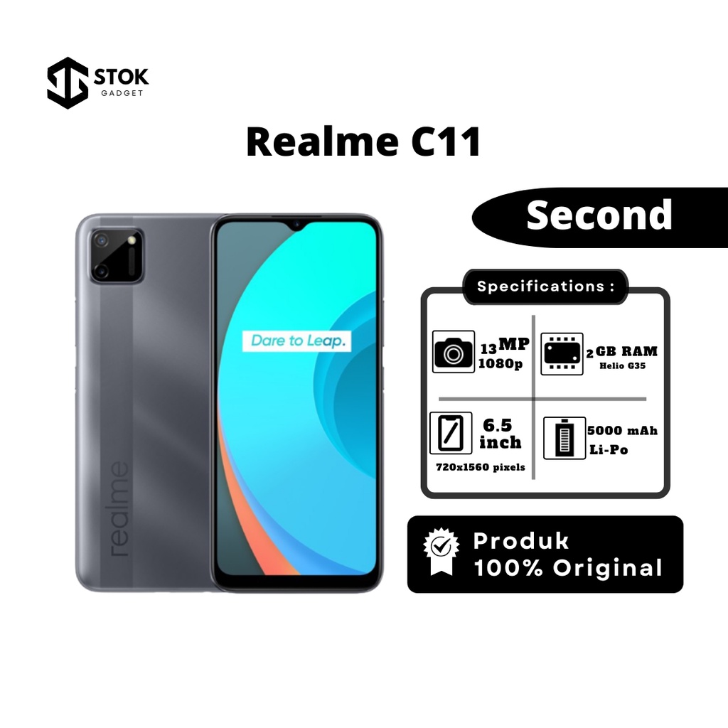 handphone hp second bekas murah realme c11 ram 2 internal 32 gb fullset original