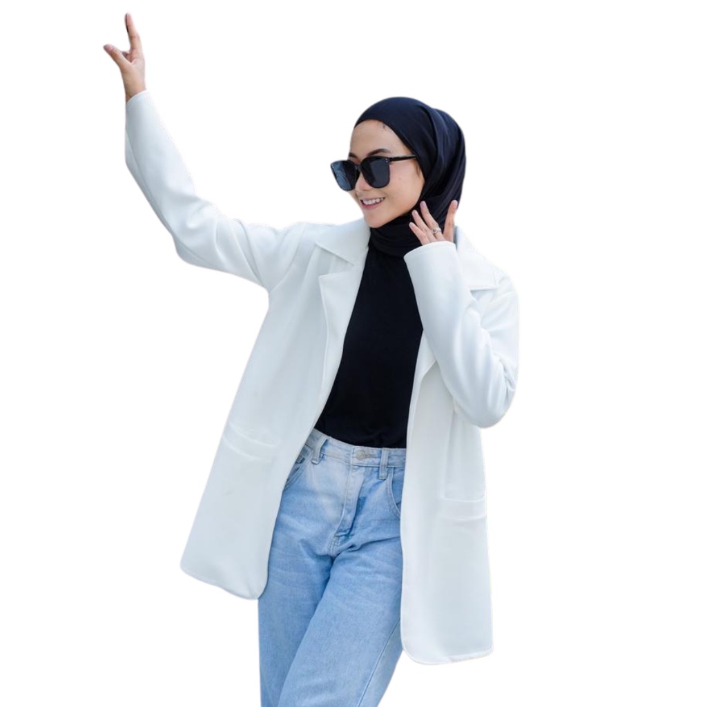 CUCI GUDANG!! Alba Blazer Outer Blazer Basic Scuba Atasan Kerja Wanita Outer Polos Murah Korean Look  Pusatgrosir_solo