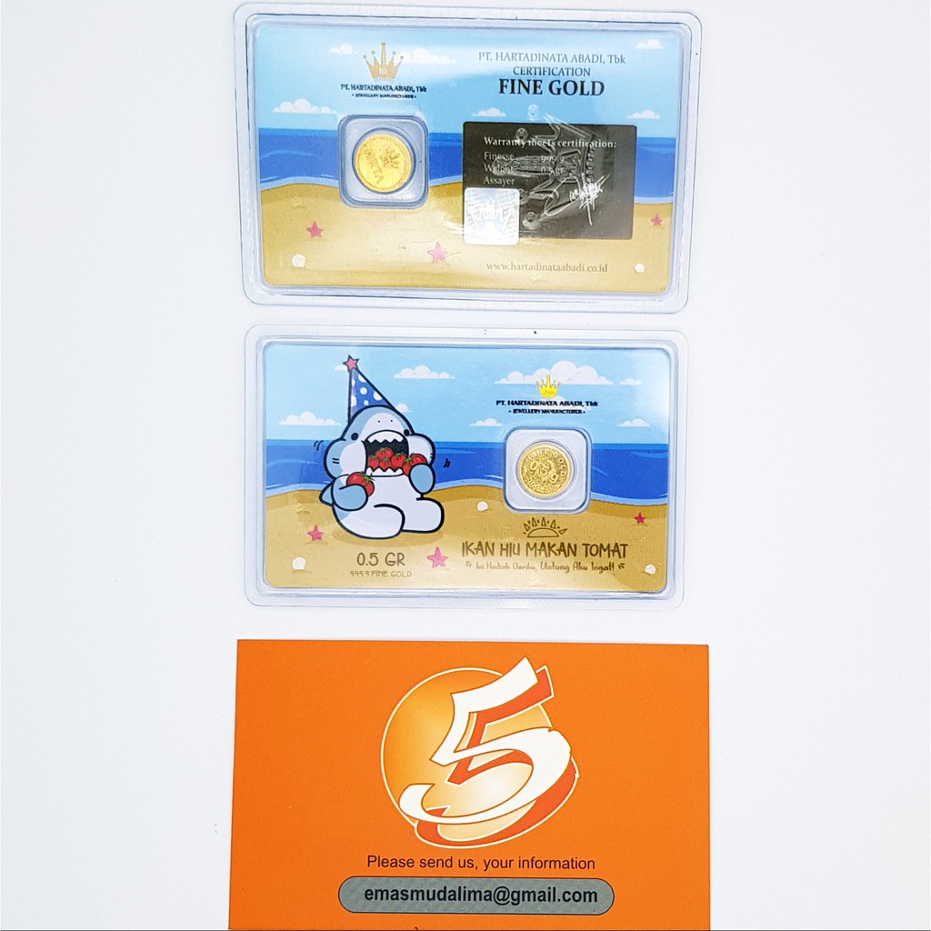 Emas Logam Mulia Hartadinata Edisi Happy Birthday Pantun Hiu 0,5 0.5 Gram Gift Series