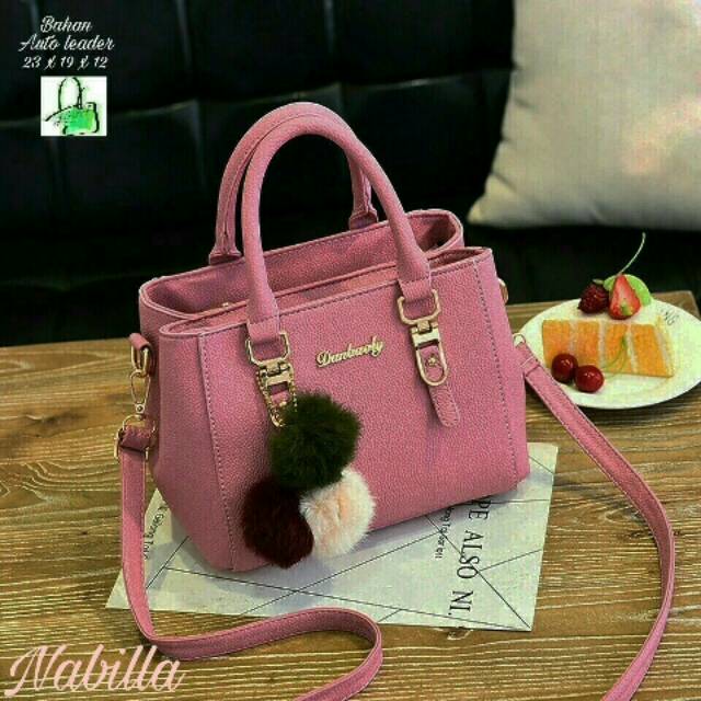 Tas selempang Nabila free pompom/tas murah/tas fashion wanita cantik