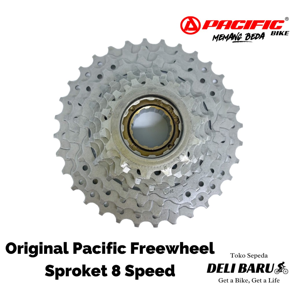 Pacific Freewheel sproket 8 speed gir belakang susun model drat sepeda MTB lipat federal minion