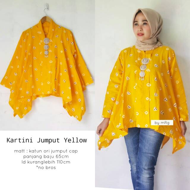Kartini Jumput Yellow / Blus Batik Wanita Kartini Jumput Ori