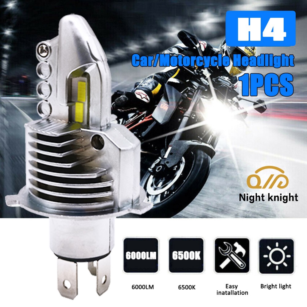 1pc Lampu Led Bentuk Fighter H4 12v 24v 6500k 6000lm Warna Putih H4 Untuk Mobil