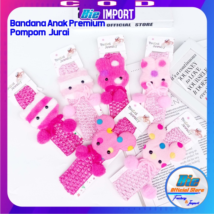 Bandana Anak Korea Jurai Pompom Karakter Premium Impor Best Seller