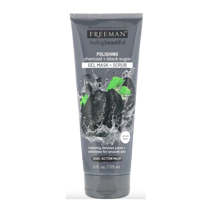 Freeman Polishing Gel Mask Scrub Charcoal BlackSugar175mL Masker Wajah