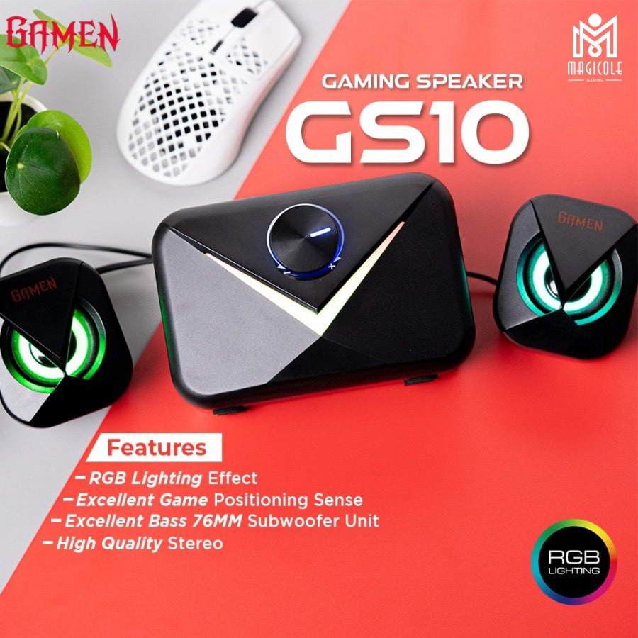 GAMEN Speaker Gaming GS10 Subwoofer with RGB Lights - Gaming Speaker