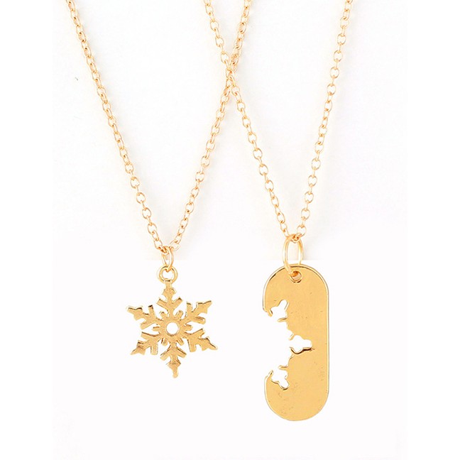 LRC Kalung Fashion Gold Snowflake Necklace Set F40711