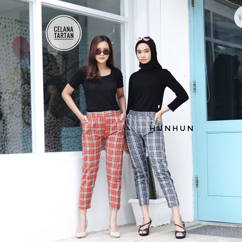 Celana Tartan/ Boxy Tartan Kotak Pants Katun/ Chinos Margaret Pants/ Casey Pants  -- KHS