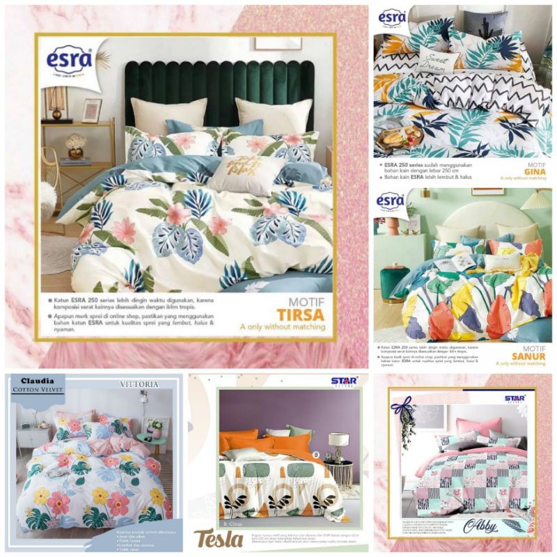 Sprei Anti Geser Katun Star Esra Halus Seprei Katun Motif Jepang Leaves Flamingo Monstera Shopee Indonesia