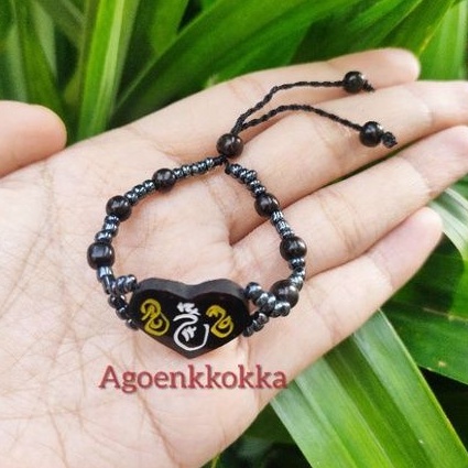Gelang love besar manik ukir anak hitam kokka kaukah
