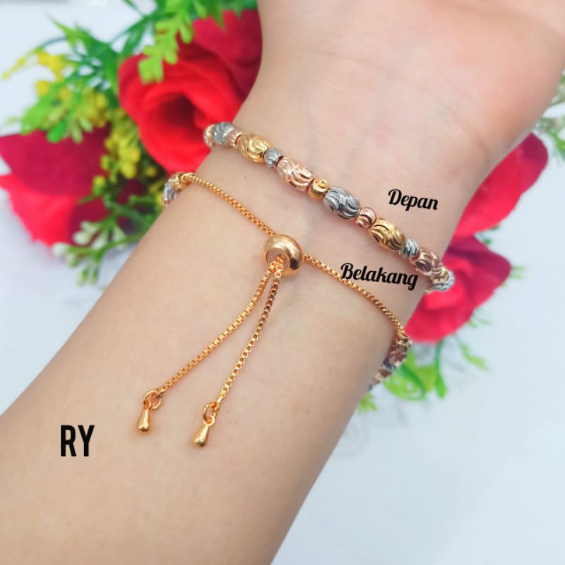 TERBARU GELANG TANGAN TITANIUM PRIA WANITA MOTIF PILIHAN LAPIS EMAS 24 K ANTI PUDAR